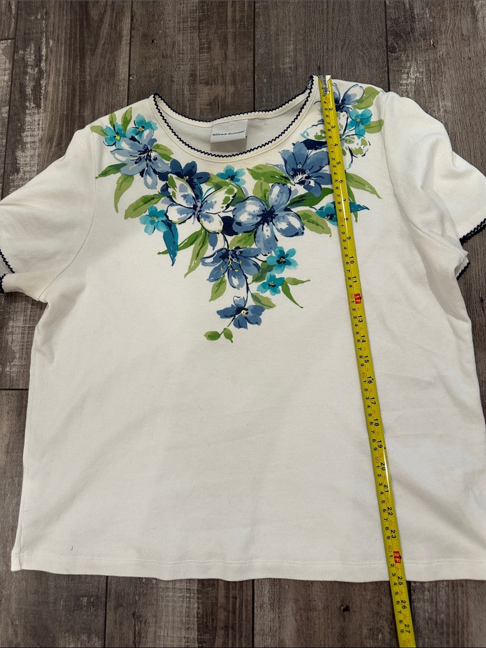 White Floral-Printed Short Sleeve Top